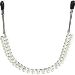 Midnight Pearl Chain Nipple Clips by Sportsheets, Silver/White