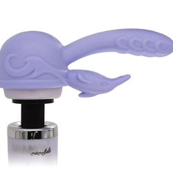 Dual Pleasure Premium Silicone Dolphin Wand Attachment, 4 Inch, Purple