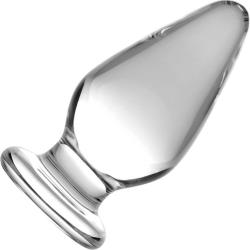 Prisms Erotic Glass Ember Weighted Tapered Anal Plug with Storage Satchel, 4.3 Inch, Clear