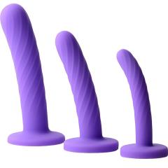 Strap U Tri Play 3 Piece Silicone Dildo Set, Purple