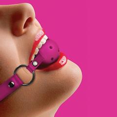 Ouch! Open Ball Gag with Leather Straps by Shots, Pink