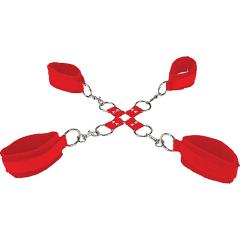 Ouch! Velcro Hogtie Cuffs by Shots, One Size, Red