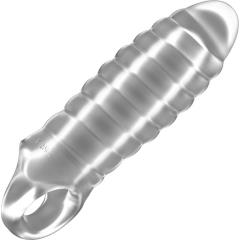 Sono No 36 Extra Length 1 Inch Ribbed Thick Penis Extension with Ball Strap, 6 Inch, Clear