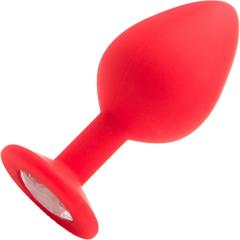 Ouch! Large Diamond Silicone Butt Plug, 3.25 Inch, Red