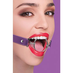 Ouch! XL Ring Gag with Leather Straps for Kinky Couples, One Size, Perfect Purple