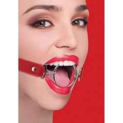 Ouch! XL Ring Gag with Leather Straps for Kinky Couples, One Size, Cherry Red