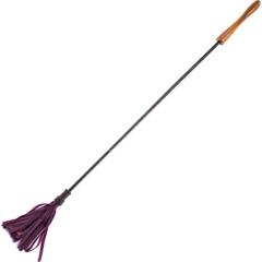 Rouge Leather Riding Crop with Wooden Handle, 23.5 Inch, Purple