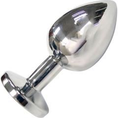 Rouge Garments Stainless Steel Smooth Butt Plug with Jewel, 4 Inch, Chrome