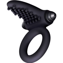 Icon Brands S Bullet Tongue Vibrating Silicone Cock Ring, Black