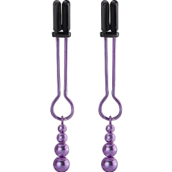 Ouch! Teasing Nipple Clamps with Tiered Beads, Chrome Purple