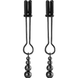 Ouch! Teasing Nipple Clamps with Tiered Beads, Chrome Black