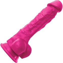 Realistic Silicone Dildo with Balls, 7 Inch, Pink