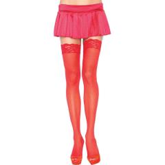 Leg Avenue Lace Top Sheer Thigh High Stockings, One Size, Red