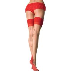 Leg Avenue Sheer Two Tone Cuban Heel Stocking with Back Seam, One Size, Red/Nude