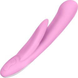 Hop Pleasure Bunnies Cottontail Silicone Rechargeable Vibrator, 8 Inch, Pink