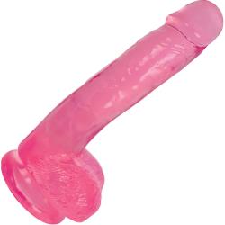 LolliCock Slim Stick Dildo with Balls and Suction Base, 7 Inch, Cherry Ice