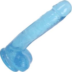 LolliCock Slim Stick Dildo with Balls and Suction Base, 7 Inch, Berry Ice