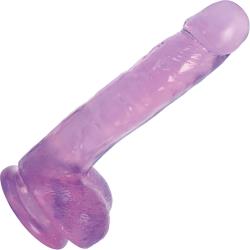 LolliCock Slim Stick Dildo with Balls and Suction Base, 7 Inch, Grape Ice
