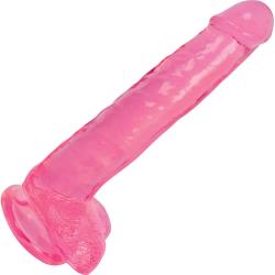 LolliCock Slim Stick Dildo with Balls and Suction Base, 8 Inch, Cherry Ice
