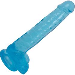 LolliCock Slim Stick Dildo with Balls and Suction Base, 8 Inch, Berry Ice