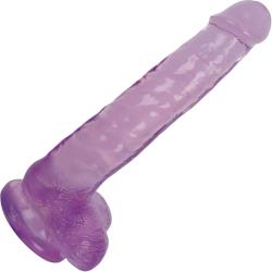 LolliCock Slim Stick Dildo with Balls and Suction Base, 8 Inch, Grape Ice