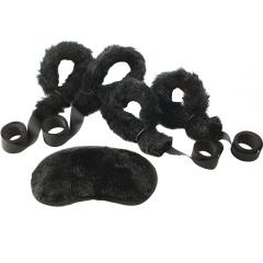 Sex Kitten Fur Love Bonds Kit with Blindfold and Cuffs, Black