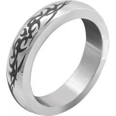 H2H Premium Stainless Steel Cockring with Tribal Design, 1.9 Inch, Chrome