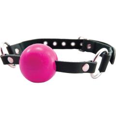 Sex Kitten Silicone Ball Gag with Leather Strap, One Size, Hot Pink
