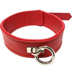 Rouge Adjustable Leather Collar, One Size, Red