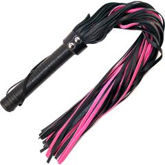 Rouge Suede Flogger with Leather Handle, 27 Inch, Pink/Black