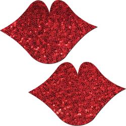 Pastease Glittering Kisses Nipple Pasties, One Size, Red Lips