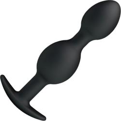 Pretty Love Silicone Anal Plug with Weighted Balls, 5 Inch, Black