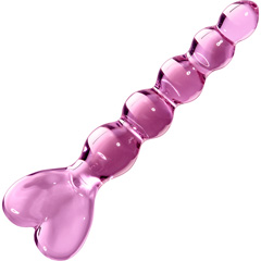 Icicles No 43 Beaded Glass Dong, 8 Inch, Pink