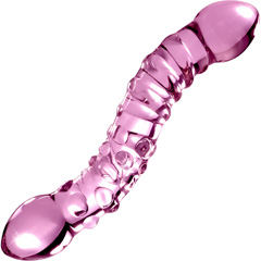Icicles No 55 G-Spot Glass Dong, 7.75 Inch, Pink