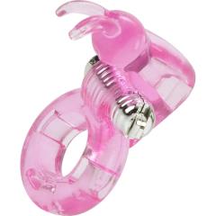 Basic Essentials Bunny Enhancer Vibrating Jelly Ring, Pink