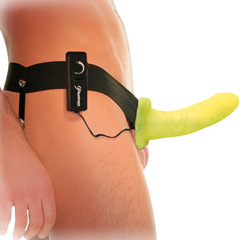 Fetish Fantasy Series Vibrating Hollow Strap-On Dong for Him or Her, 6 Inch, Glow-in-the-Dark