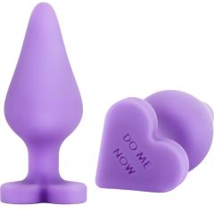 Blush Play with Me Naughty Candy Heart DO ME NOW Silicone Butt Plug, 3.5 Inch, Purple