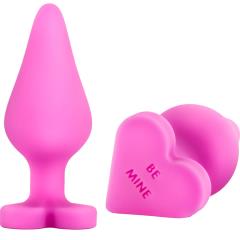 Blush Play with Me Naughty Candy Heart BE MINE Silicone Butt Plug, 3.5 Inch, Pink