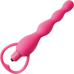Climax Silicone Vibrating Bum Beaded Anal Probe, 6.25 Inch, Pink