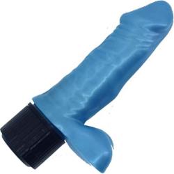 Golden Triangle Pearl Sheen Vibrator with Balls, 6 Inch, Blue