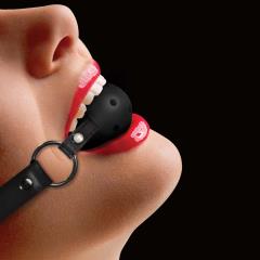 Ouch! Gag Ball with Leather Straps, Black