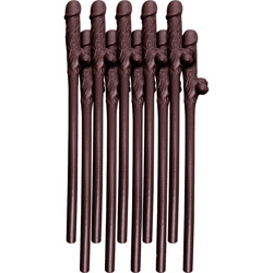 Bachelorette Party Favors Dicky Sipping Straws, Set of 10, Brown