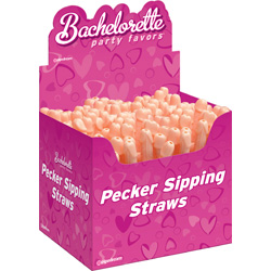 Bachelorette Party Favors Dicky Sipping Straws, Set of 144, Beige