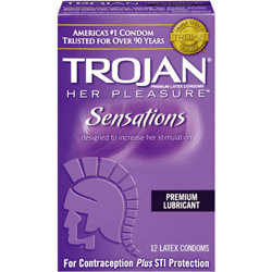 Trojan Her Pleasure Sensations Lubricated Condoms, 12 Pack