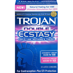 Trojan Double Ecstasy Latex Lubricated Condoms, 10 Pack