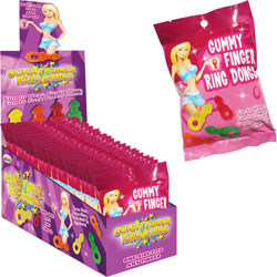 Gummy Finger Ring Dongs, Display of 12 Bags