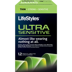 LifeStyles Ultra Sensitive Lubricated Condoms, 12 Pack