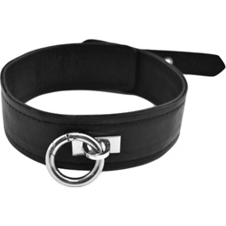 Rouge Adjustable Leather Collar, One Size, Black