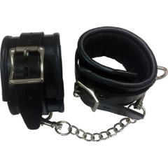 Rouge Padded Leather Wrist Cuffs, Black