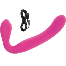 Rechargeable Vibrating Silicone Love Rider Strapless Strap On, 8 Inch, Pink